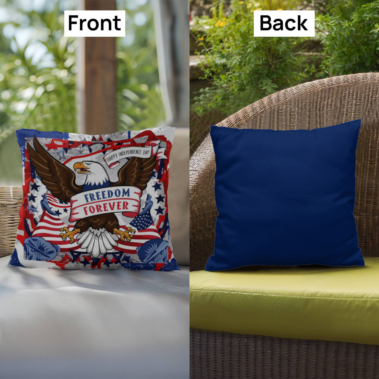 Happy 4th Of July Independence Day USA Patriotic Outdoor Pillow