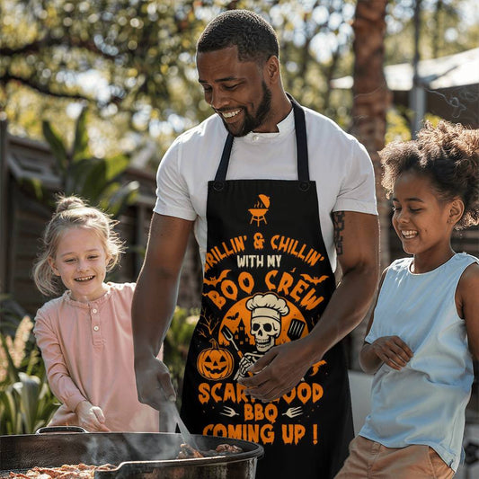 Halloween Aprons, Adjustable Halloween Kitchen Aprons, Funny Skeleton BBQ Apron, Halloween Cooking Apron for Women Men