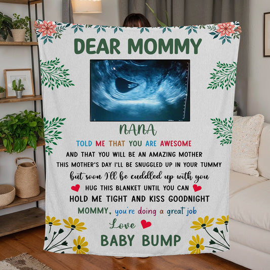 Custom Mommy Blanket – Personalized Baby Blanket for Moms-to-Be, First-Time Moms & Pregnancy Gifts for Mother’s Day