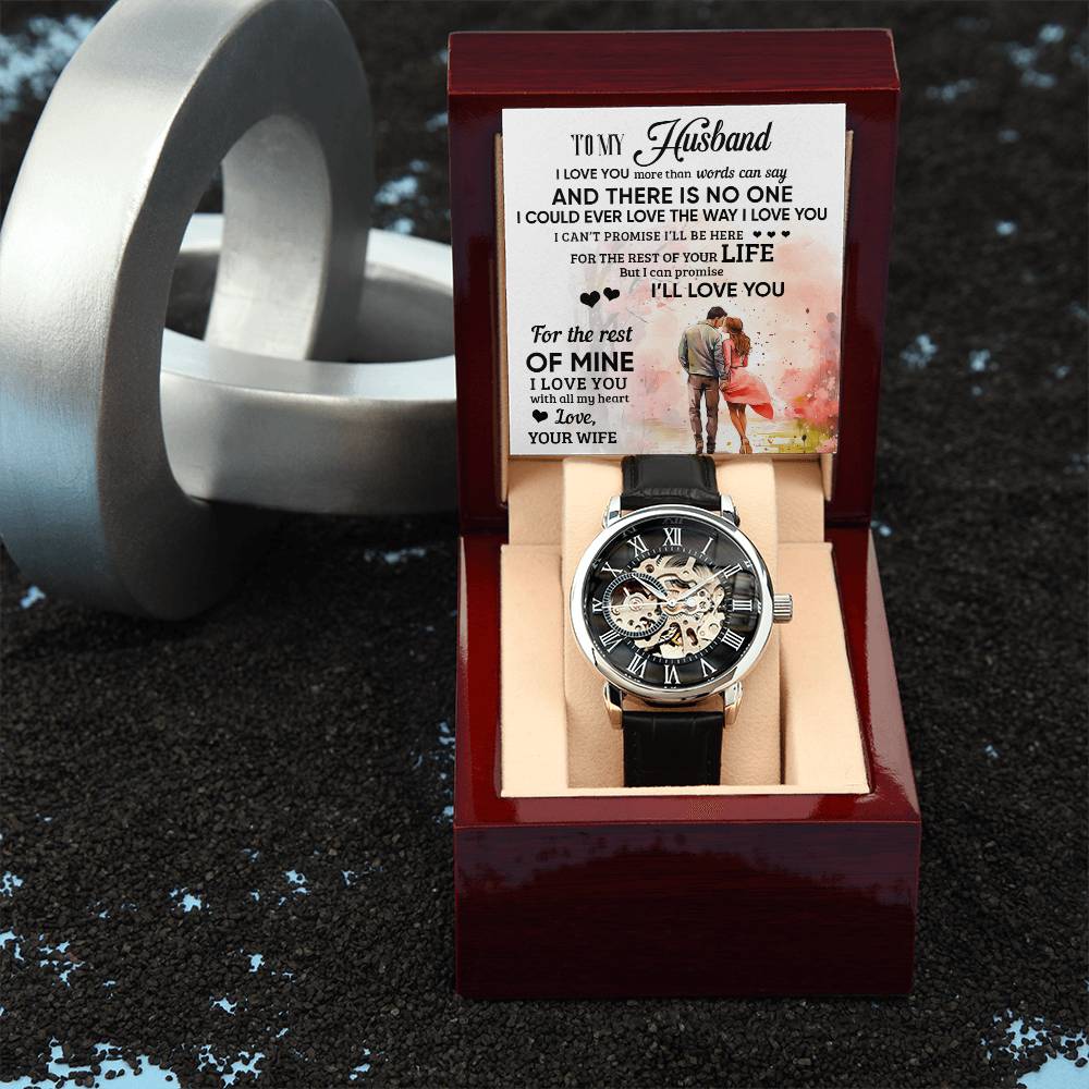 To My Husband Happy Anniversary Men's Openwork Watch with MC