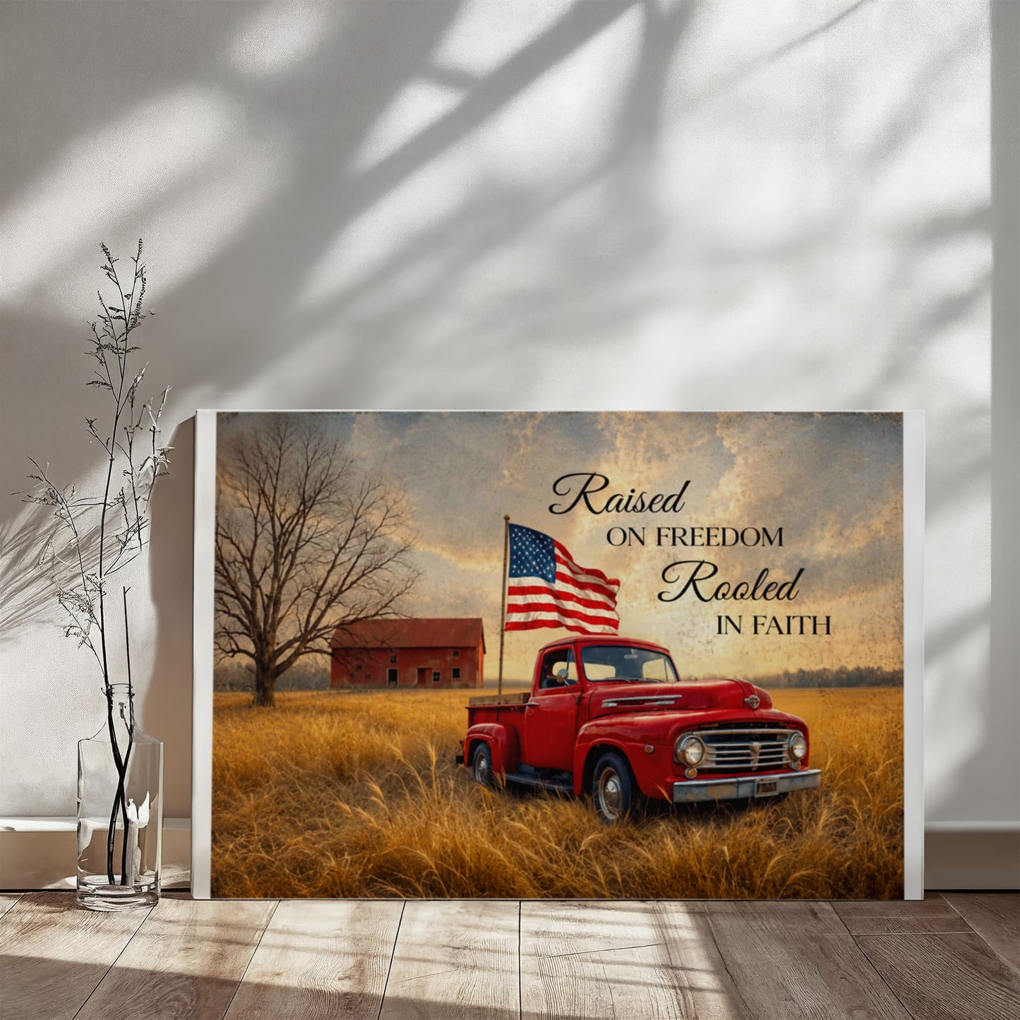 Personalized Rustic American Farm Canvas – Custom Family Name Patriotic Country Wall Art