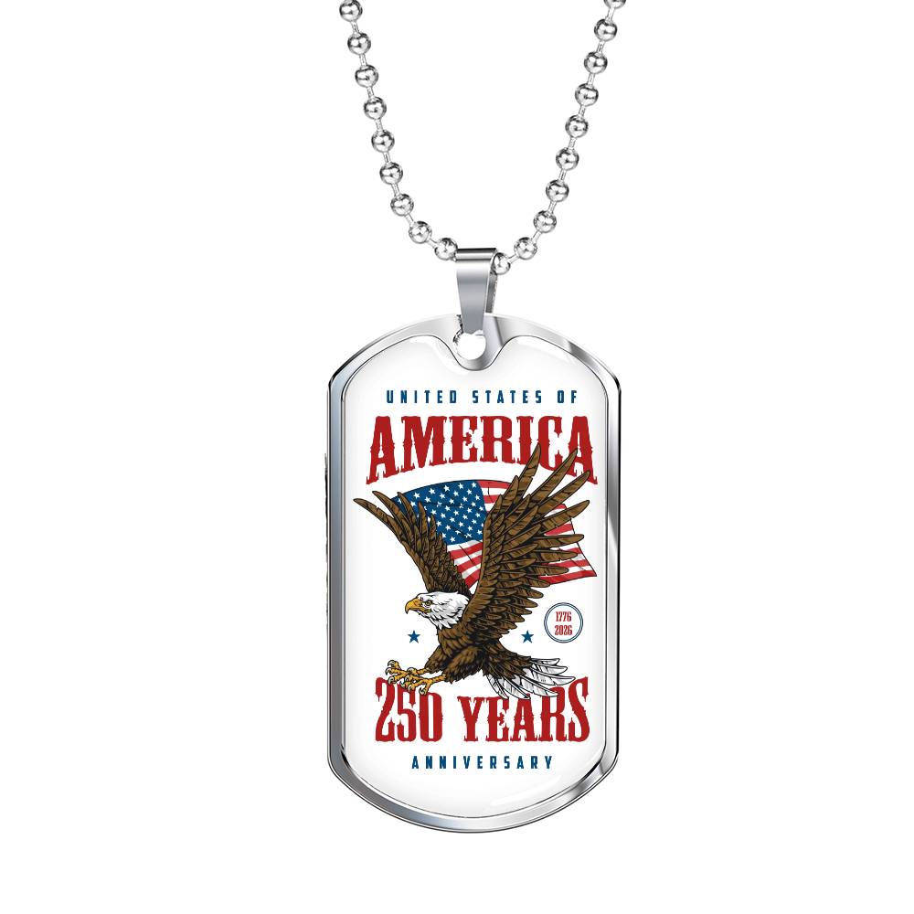 250 Years American Anniversary USA - Dog Tag Necklace with Engraving