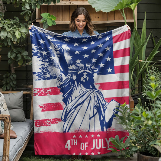 4th Of July Independence Day USA Patriotic Jersey Fleece Blanket 50" x 60"