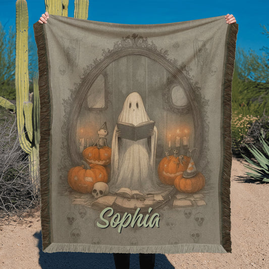 Haunted Pumpkin Ghost Blanket – Cozy Halloween Throw for Spooky Nights !