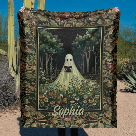 Spooky Ghost Reading Blanket – Halloween Cozy Throw for Home & Outdoor