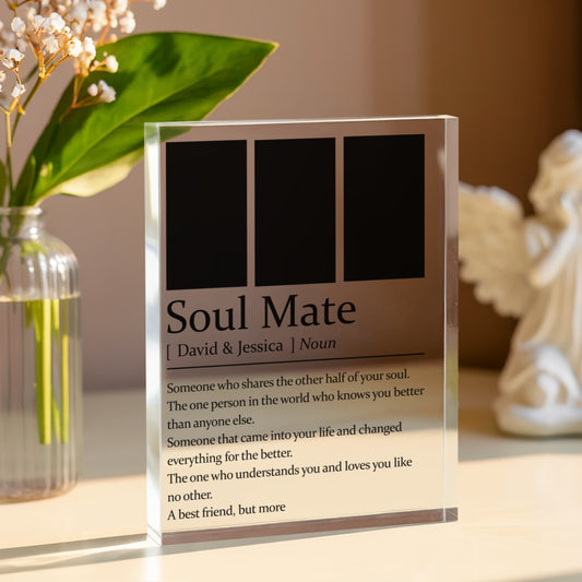 Personalized Soul Mate Acrylic Block – Custom Photo Gift for Couple, Husband Wife, Boyfriend Girlfriend, Anniversary or Valentine’s Keepsake