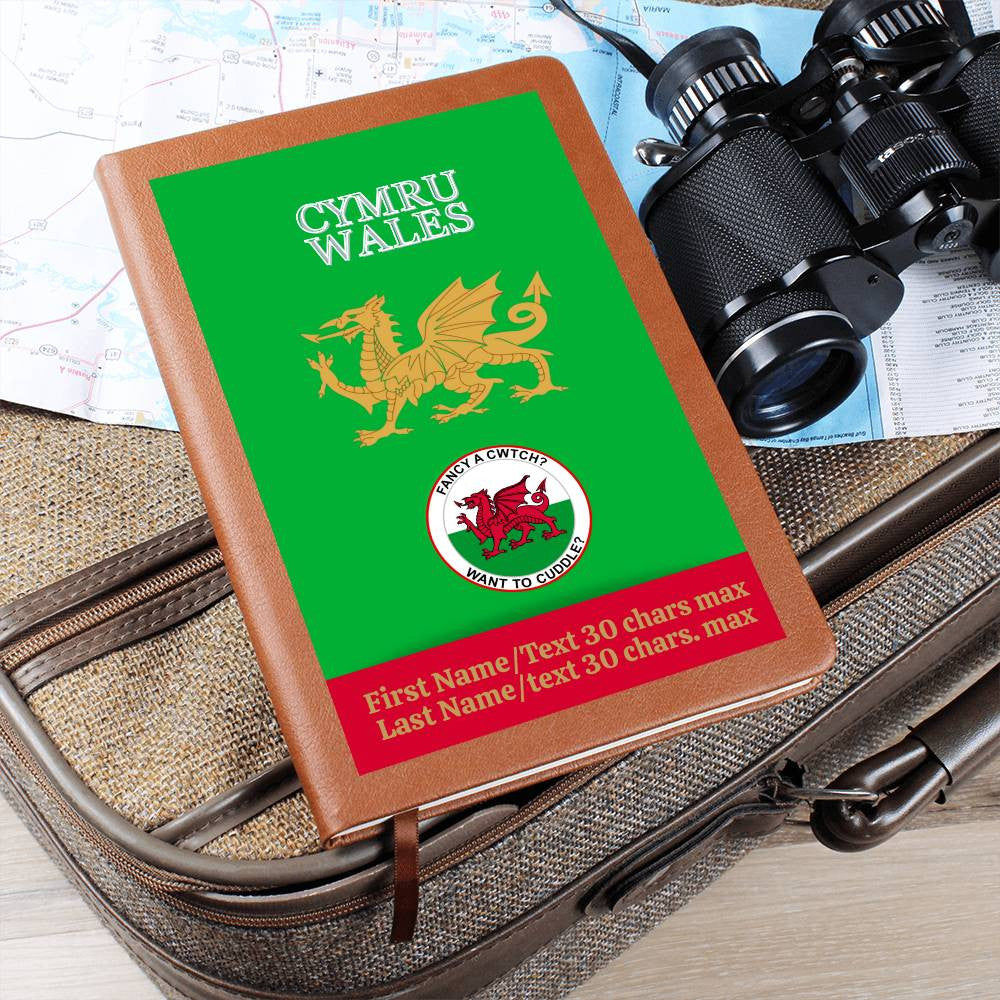 GREEN Personalized Vegan Leather Graphic Journal-CYMRU-WALES JOURNAL
