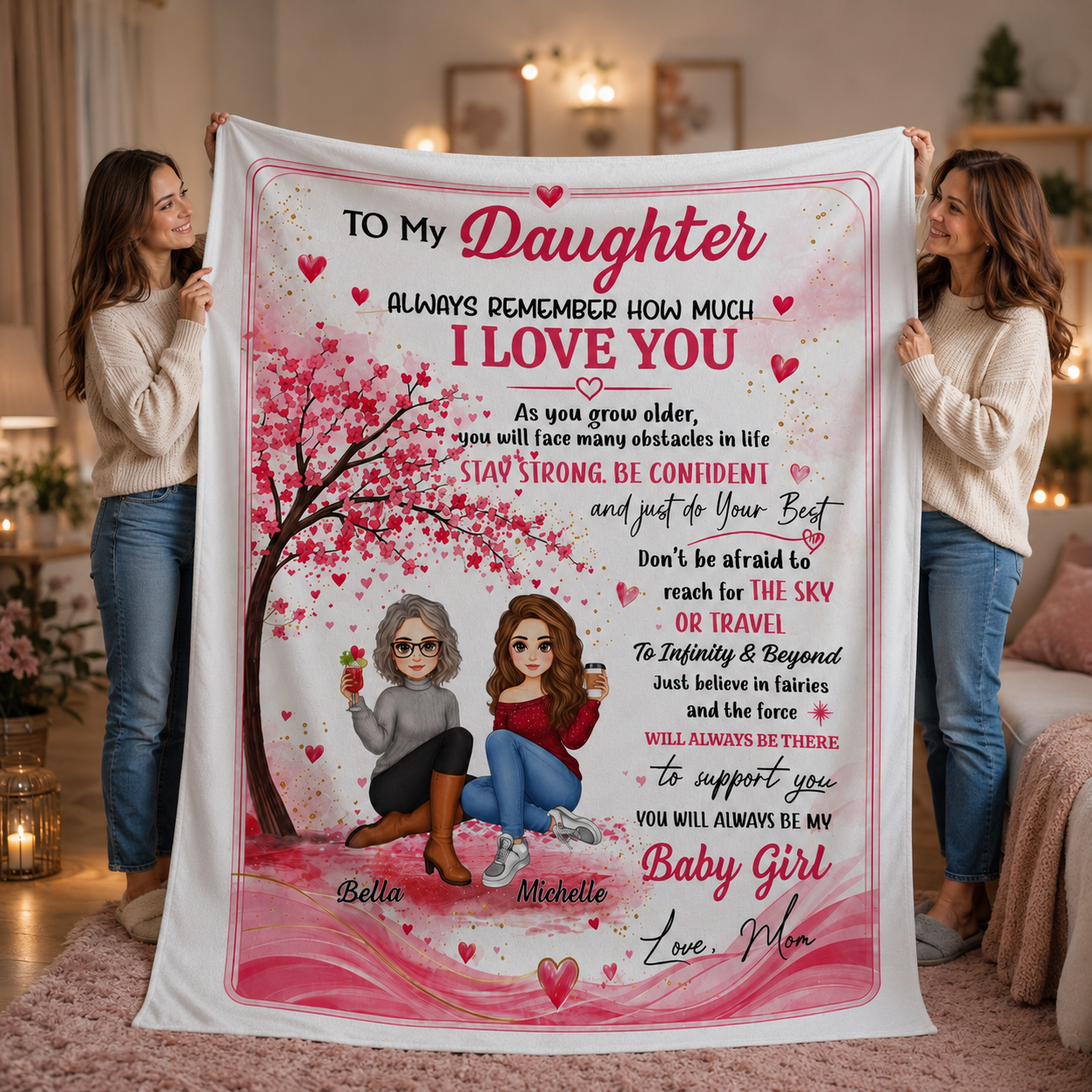 To My Daughter Blanket from Mom | Personalized Daughter Fleece Blanket