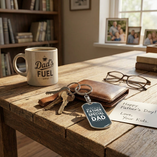 Engraved keychain for father figure any man can be a father