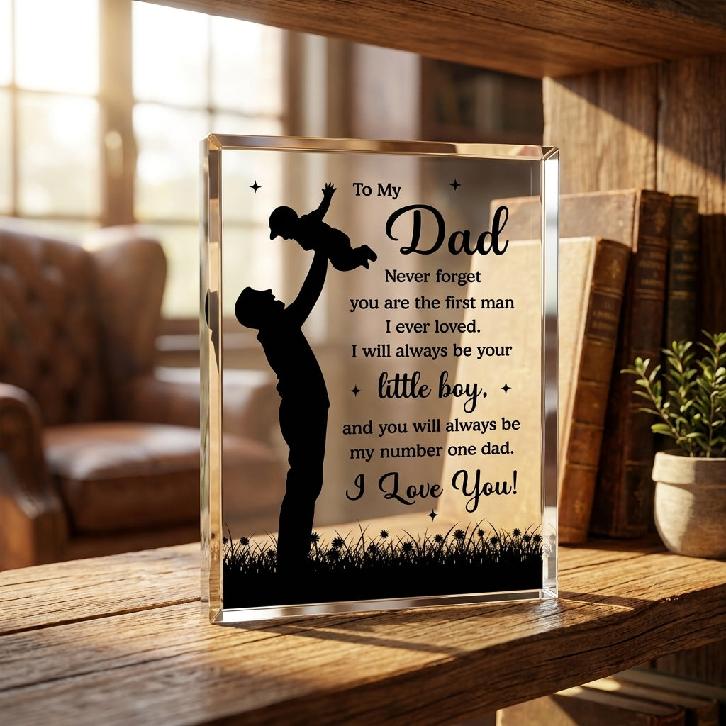 Emotional "To My Dad" engraved glass keepsake I Love You