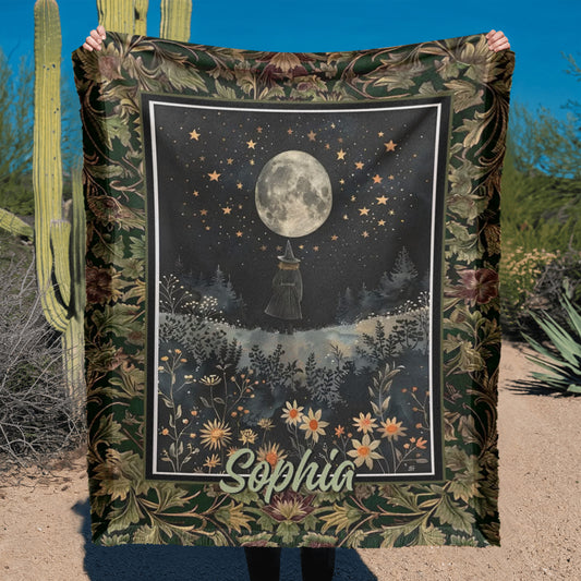 Witches Under the Moon Blanket – Mystical Halloween Starry Night Throw !