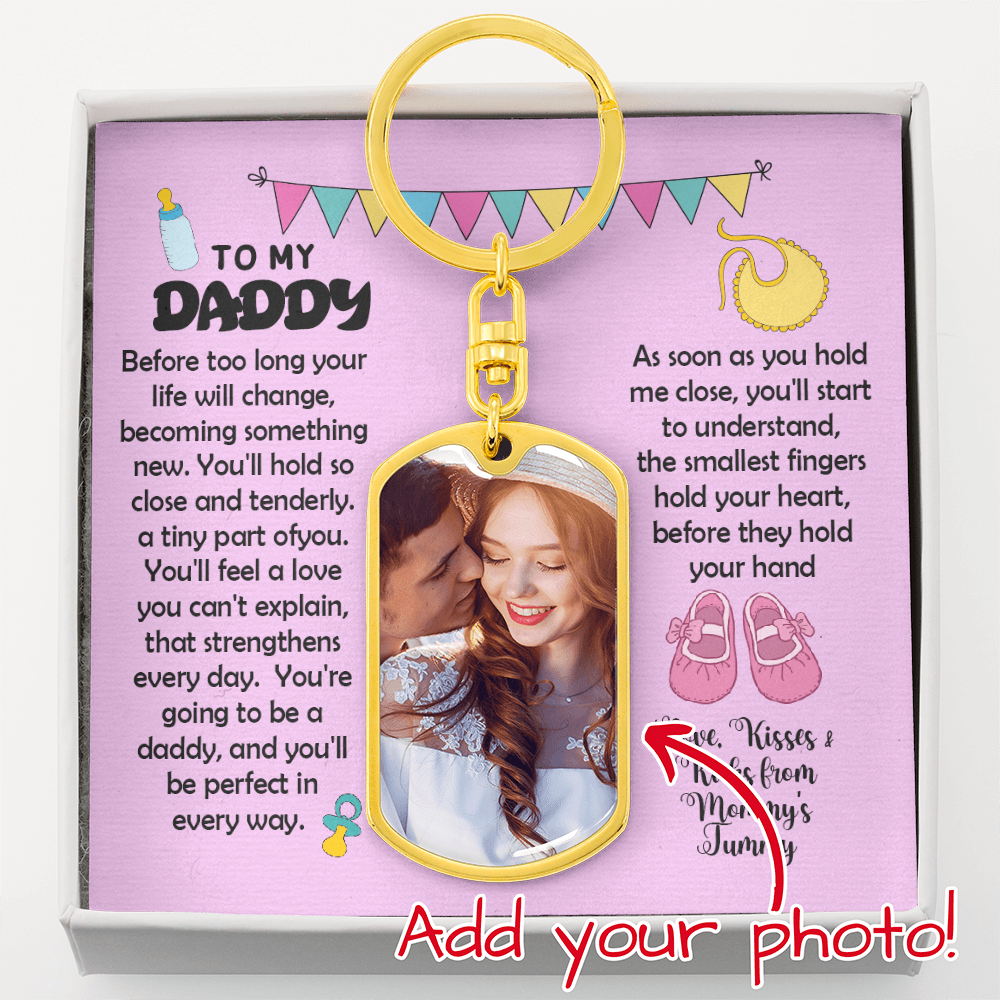 emotional daddy keychain with baby poem and photo insert