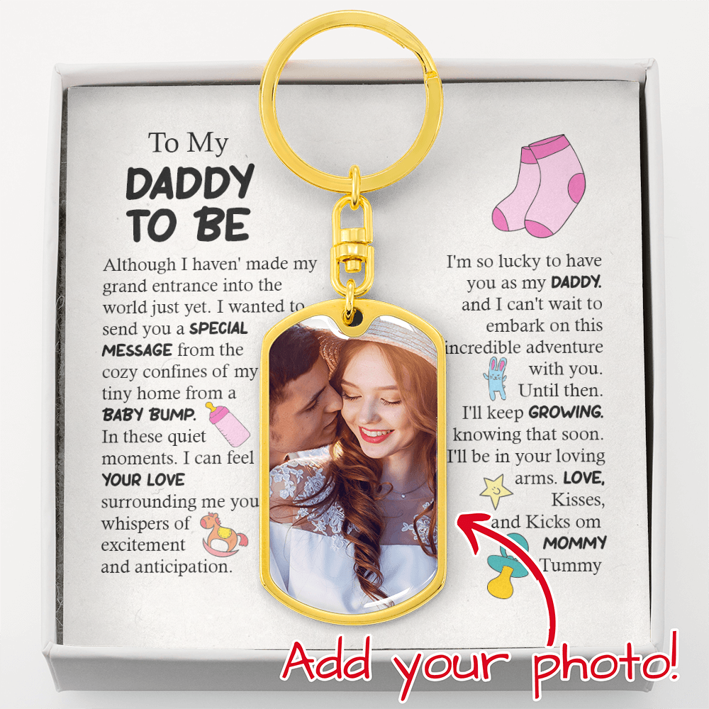 To My Daddy To Be Personalized Ultrasound Keychain | Custom Sonogram Picture Gift For Expecting Dad