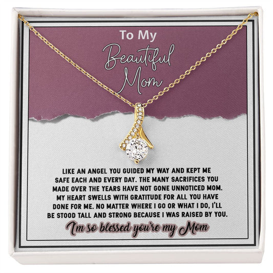 To My Beautiful Mom, Blessed You're My Mom, Alluring Beauty Necklace - YERTIZZ.COM