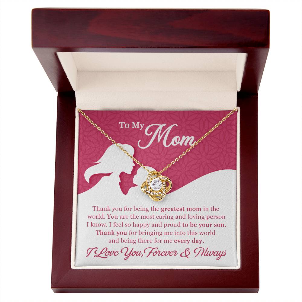 To My Mom Necklace from Son – Heartfelt Gift for Mom, Mother’s Day Jewelry, Birthday Gift for Mom, Love You Forever Necklace