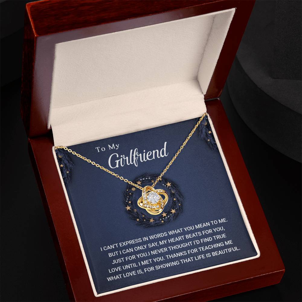 To My Girlfriend – Love Knot Necklace, Romantic Gift for Girlfriend, Meaningful Jewelry Gift from Boyfriend, Elegant Anniversary Keepsake Necklace