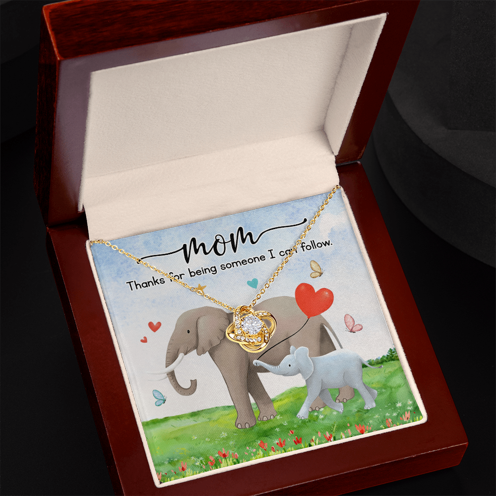 Mom Elephant Necklace – Cute & Heartfelt Gift for Mom | Thank You for Being Someone I Can Follow Jewelry