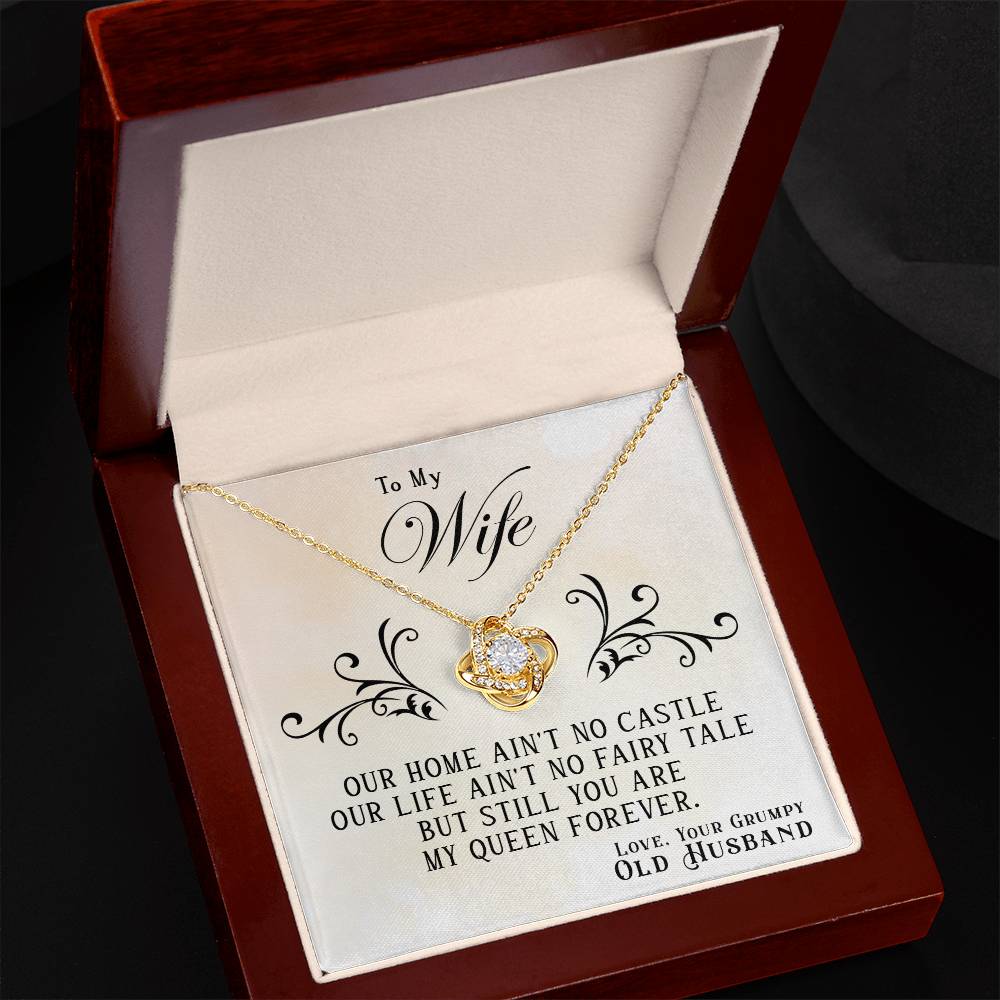 To My Wife, You Are My Queen Forever -Love Knot Necklace - YERTIZZ.COM