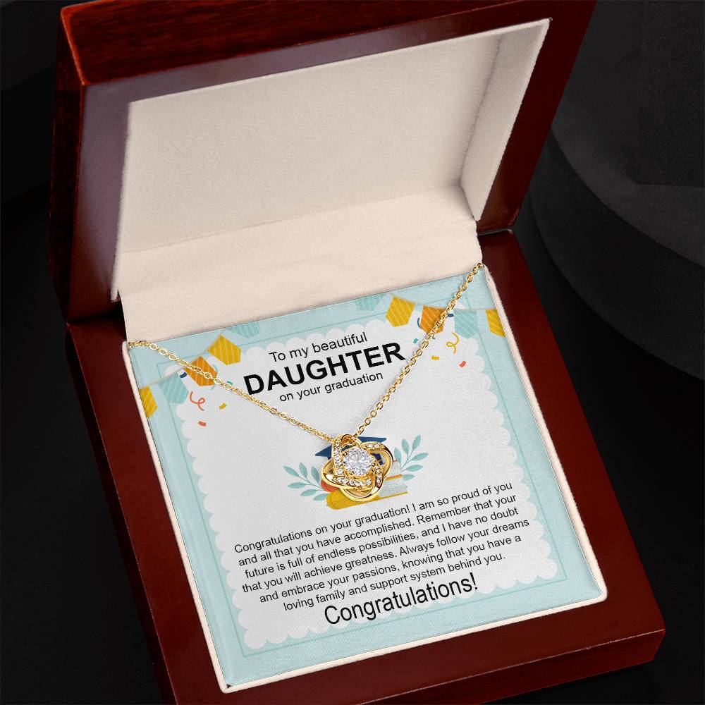 To My Beautiful Daughter Graduation Necklace – Graduation Gift from Mom or Dad, Class of 2026 Jewelry, Inspirational Gift for Daughter