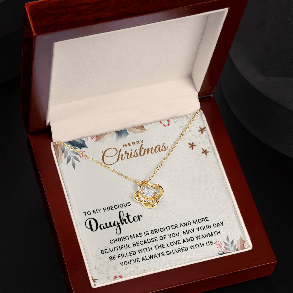 To My Precious Daughter - Wonderful - Christmas Gift - Love Knot Necklace