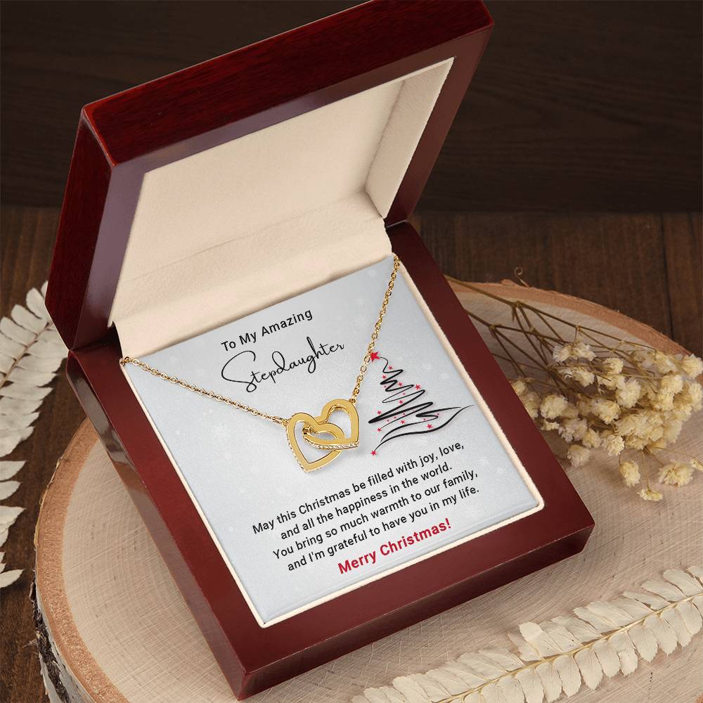To My Amazing Stepdaughter - Filled with Love - Christmas Gift - Interlocking Hearts Necklace