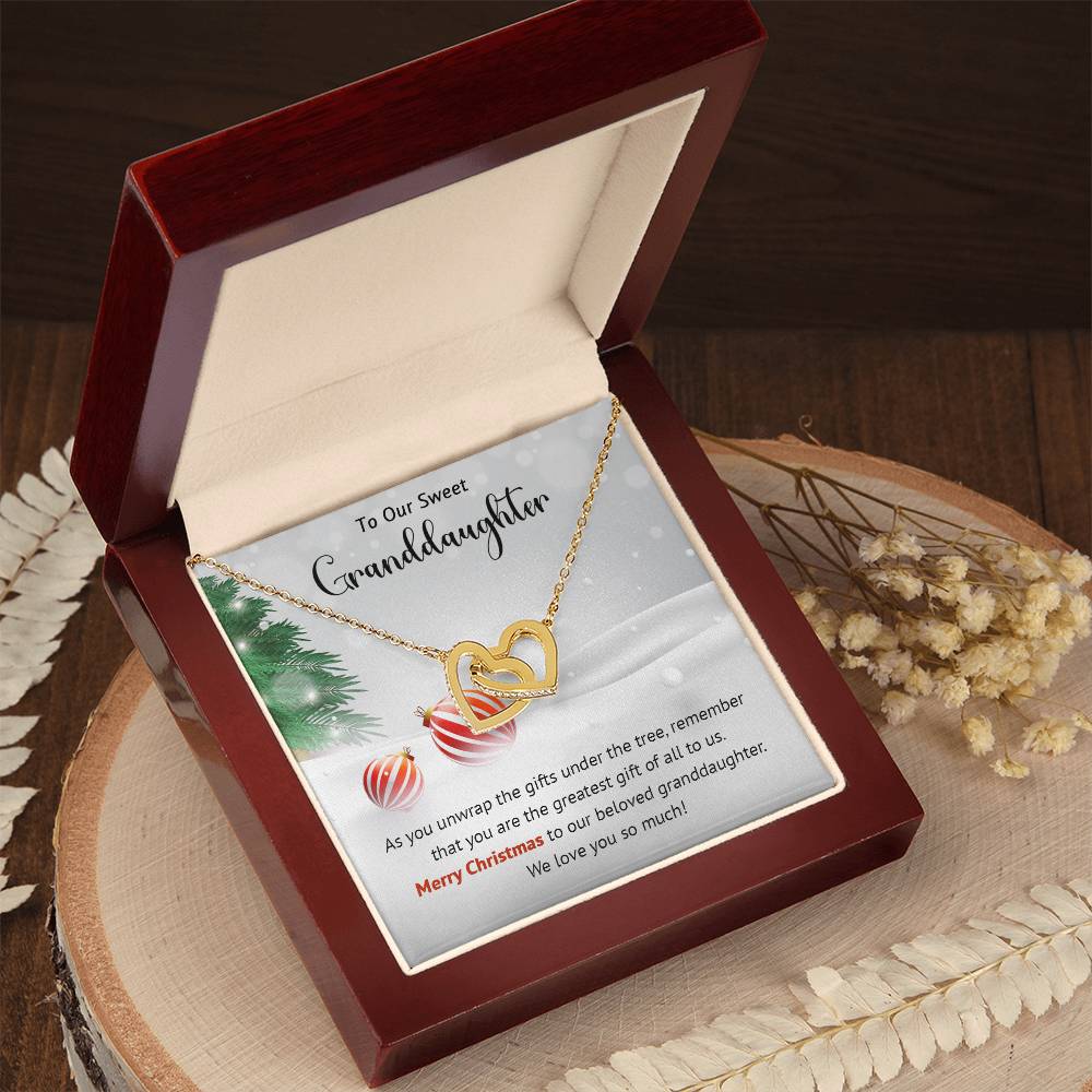 To Our Sweet Granddaughter - Greatest - Christmas Gift - Interlocking Hearts Necklace