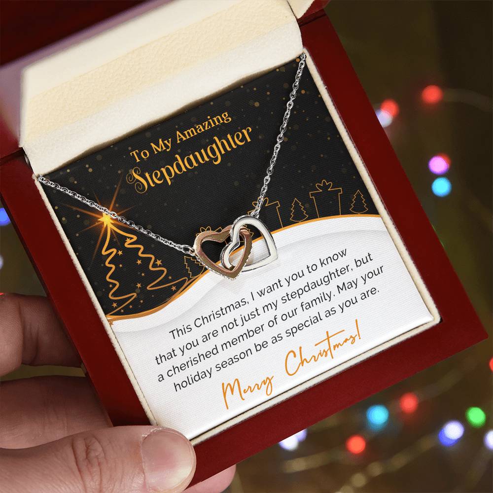 To My Amazing Stepdaughter - Christmas Gift - Interlocking Hearts Necklace