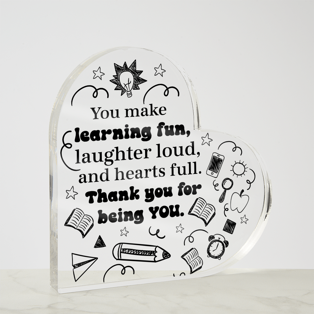 Custom Acrylic Heart for Teachers – End of Year Thank You Gift