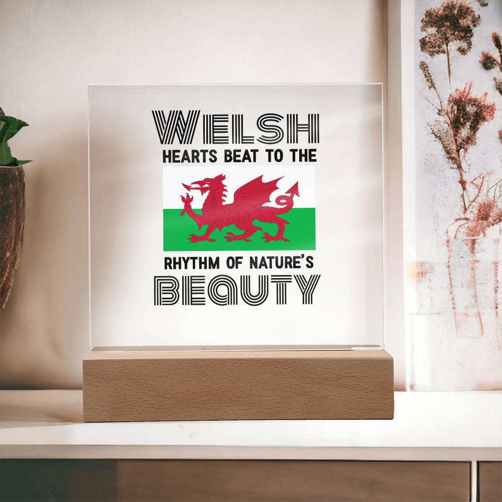 Square Acrylic Plaque, Welsh Hearts Beat To The Rhythm Of Nature's Beauty - YERTIZZ.COM