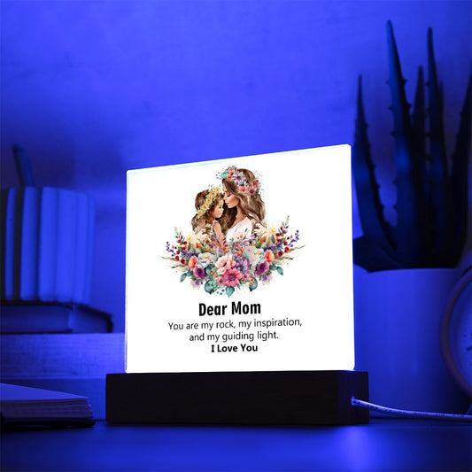 Dear Mom, I Love You, Square Acrylic Plaque - YERTIZZ.COM