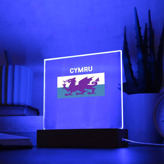 Square Acrylic Plaque, The Welsh Flag, Cymru, Red Dragon,Y Ddraig Goch - YERTIZZ.COM