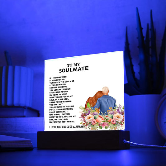 To My Soulmate, I Love You Forever & Always, Square Acrylic Plaque - YERTIZZ.COM