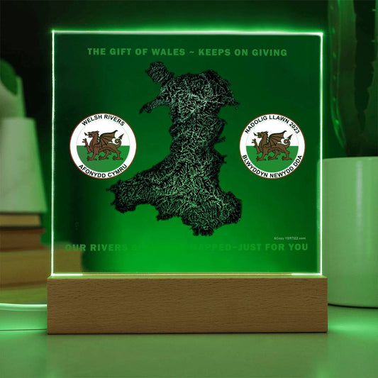 Square Acrylic Plaque, Welsh Rivers, Mapped Just For You - YERTIZZ.COM