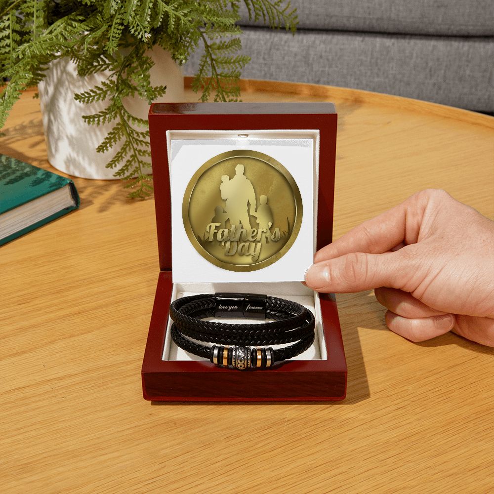 Love You Forever, Men's Engraved Vegan Leather Bracelet, Father, Husband, Son, Dad - YERTIZZ.COM