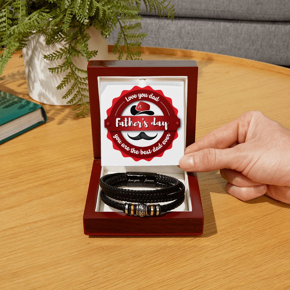 Love You Forever, Men's Engraved Vegan Leather Bracelet, Father, Husband, Son, Dad - YERTIZZ.COM