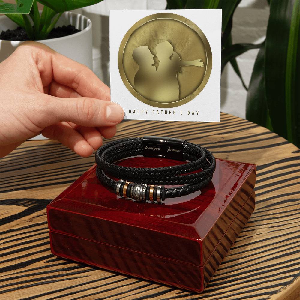 Love You Forever, Men's Engraved Vegan Leather Bracelet, Father, Husband, Son, Dad - YERTIZZ.COM