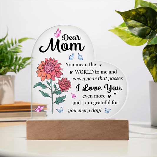 LED Heart Acrylic for Mom – Dear Mom Night Light Gift