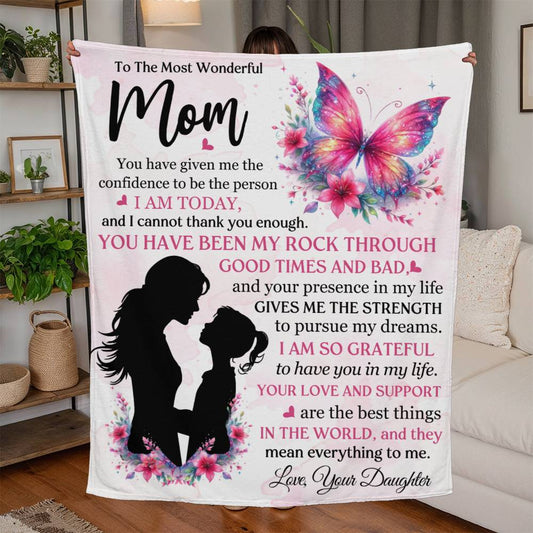 To The Most Wonderful Mom, Jersey Fleece Blanket, Mother's Day - YERTIZZ.COM