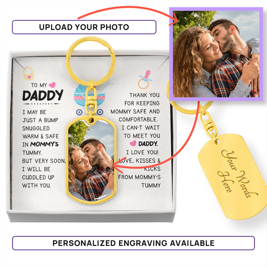 first time dad keychain love kisses and kicks from mommy's tummy