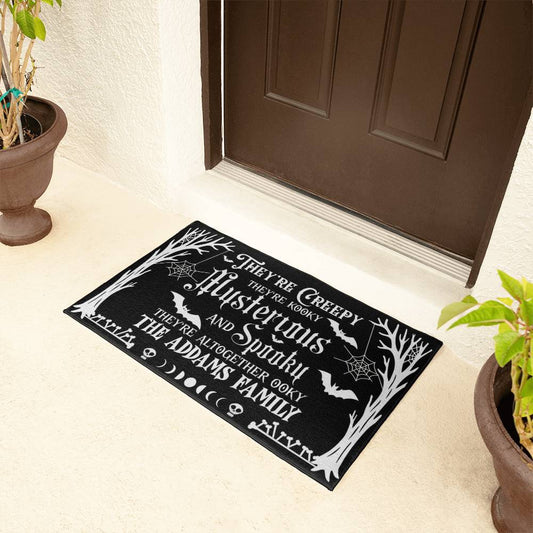 custom halloween welcome mat with family name addams inspired