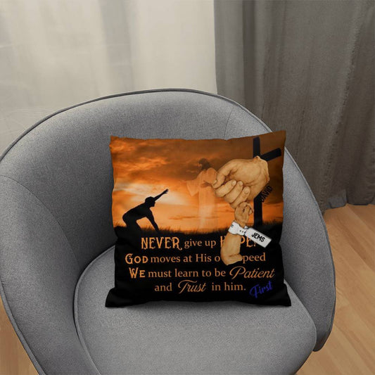 Pillow-Never Give Up Cross x 1 Copy Personalized Happy First Father's Day From Baby Pillow !!