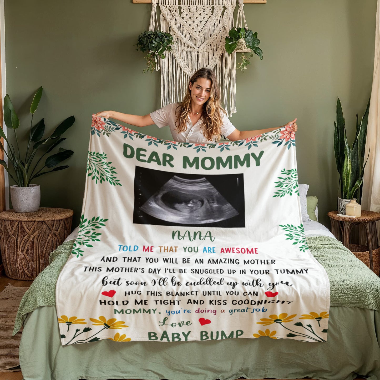 Custom Mommy Blanket – Personalized Baby Blanket for Moms-to-Be, First-Time Moms & Pregnancy Gifts for Mother’s Day