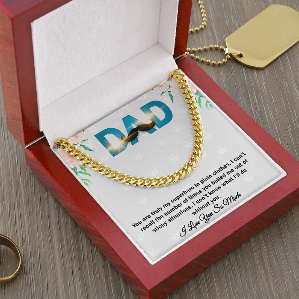 Cuban Linked Chain, Gift, Jewelry, Father, Hero, Love you Dad, Dad