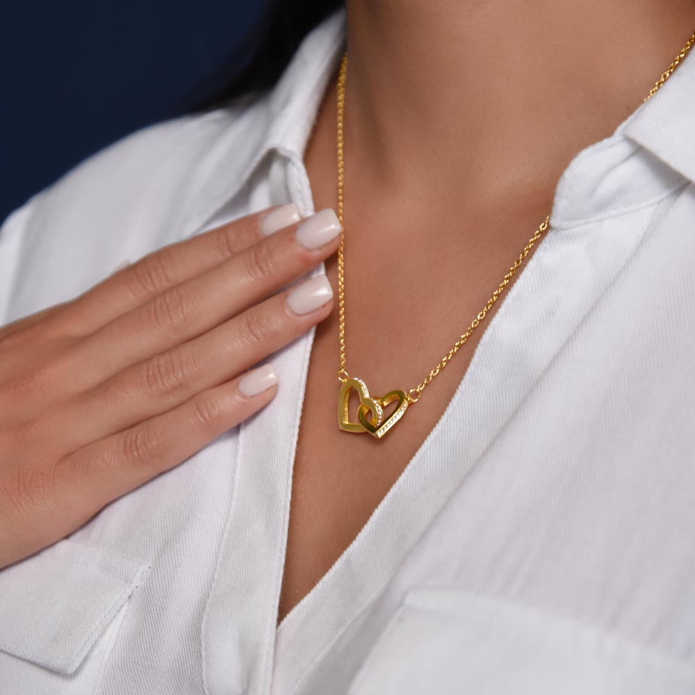 To Our Beautiful Granddaughter, Love Nan & Grandad, Interlocking Hearts Necklace - YERTIZZ.COM