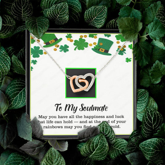 To My Soulmate, St. Patrick's Day, Interlocking Hearts Necklace - YERTIZZ.COM