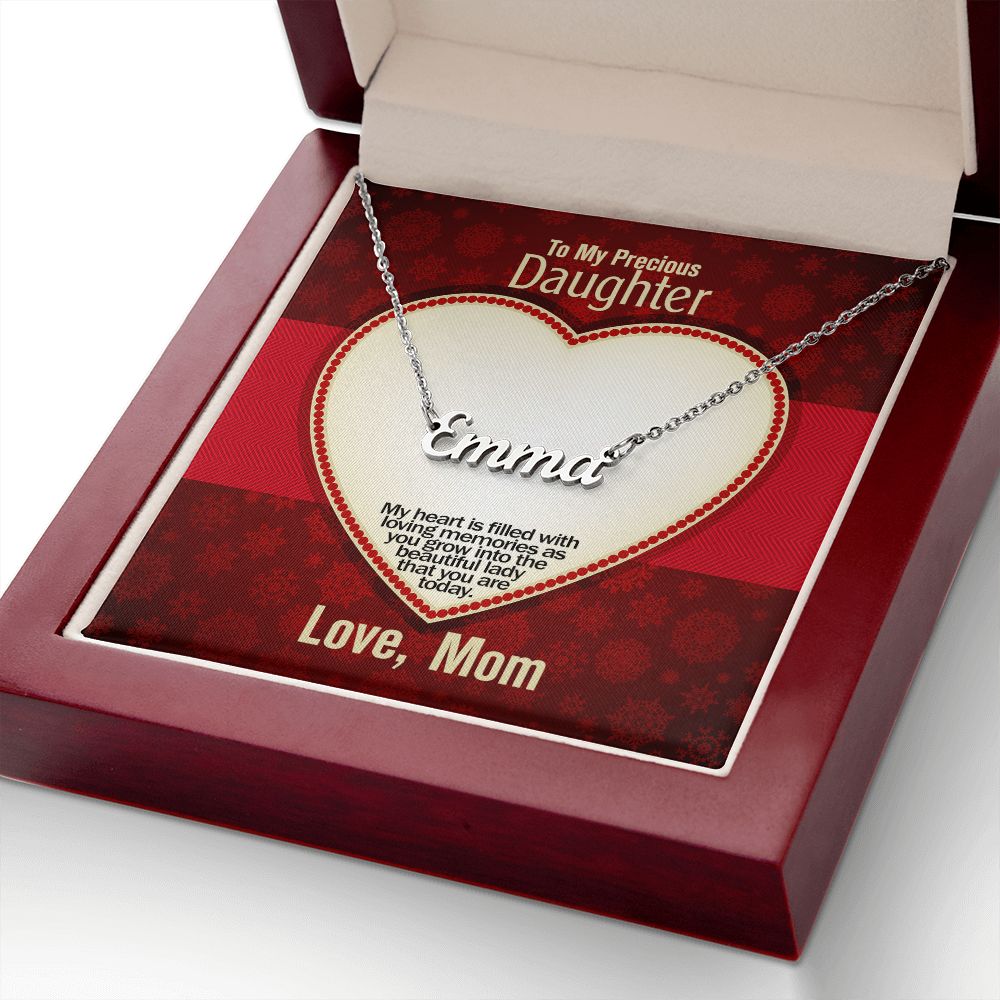 To My Precious Daughter, Love Mom, Custom Name Necklace