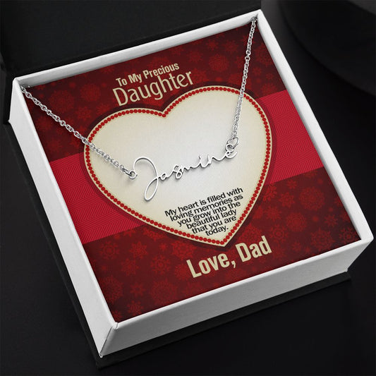 To My Precious Daughter, Signature Name Necklace, Jewelry Gift - YERTIZZ.COM