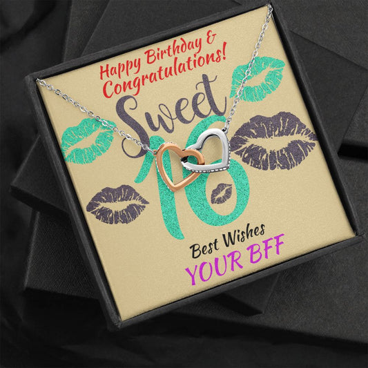 Two Hearts Interlocking Necklace, Jewelry, Gift, Sweet 16, BFF, Birthday - YERTIZZ.COM