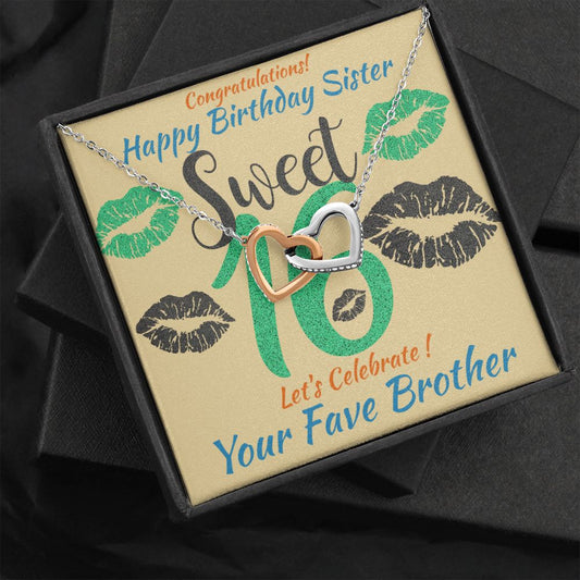 Two Hearts Interlocking Necklace, Jewelry, Gift, Sweet 16, Brother, Birthday - YERTIZZ.COM