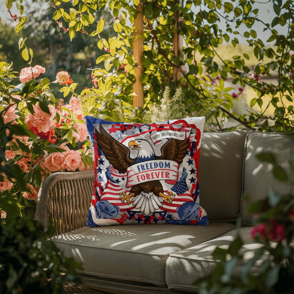 Happy 4th Of July Independence Day USA Patriotic Outdoor Pillow